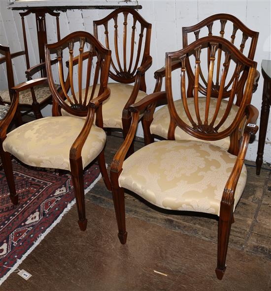 Set of 4 mahogany chairs, Edwardian elbow chair & mahogany standard chair(-)